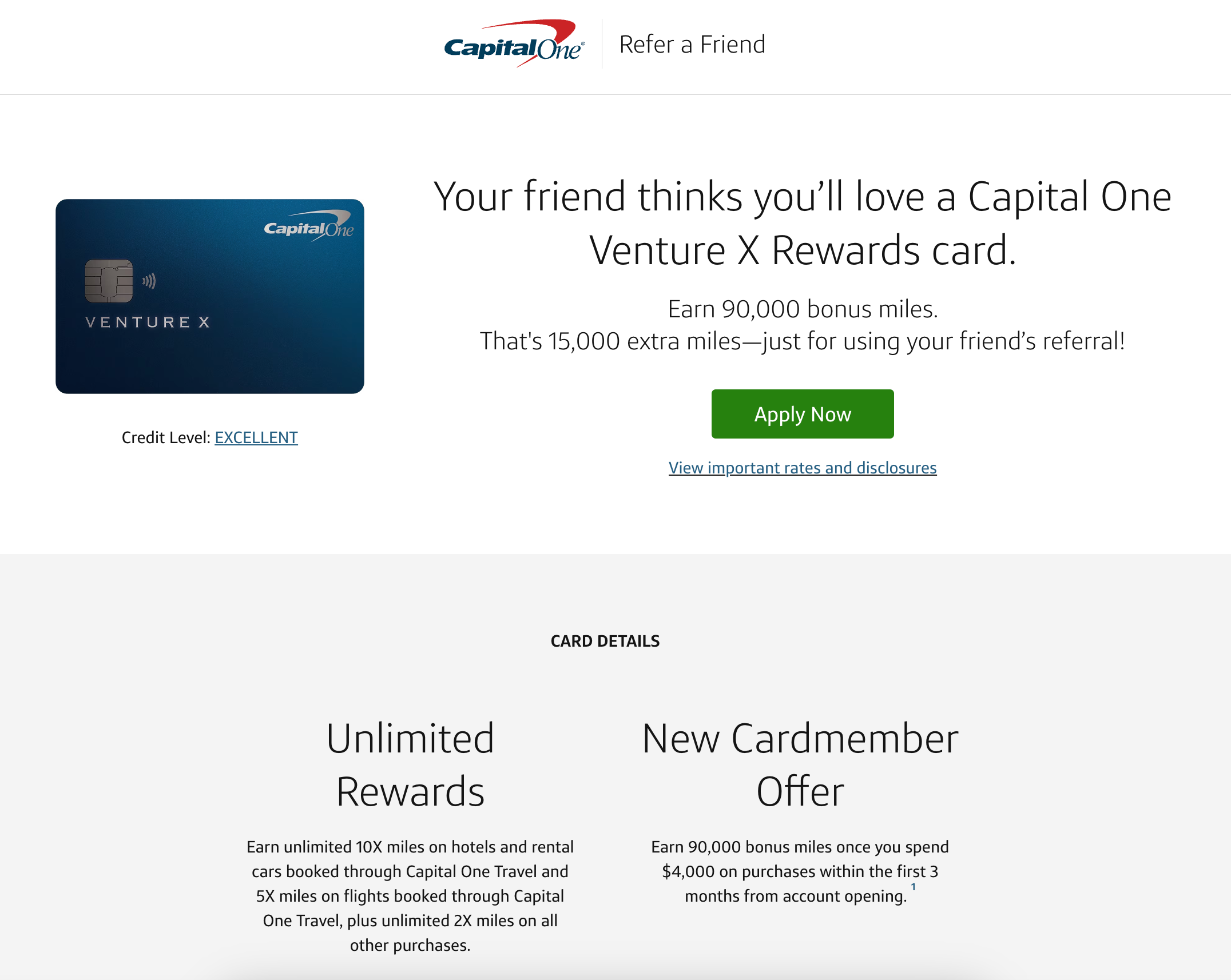 Read more about the article Capital One Venture X elevated bonus: Earn 90,000 miles through a referral link
