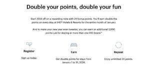 Read more about the article IHG One Rewards promotion: Register and earn 2X bonus points on hotel stays in January 2024