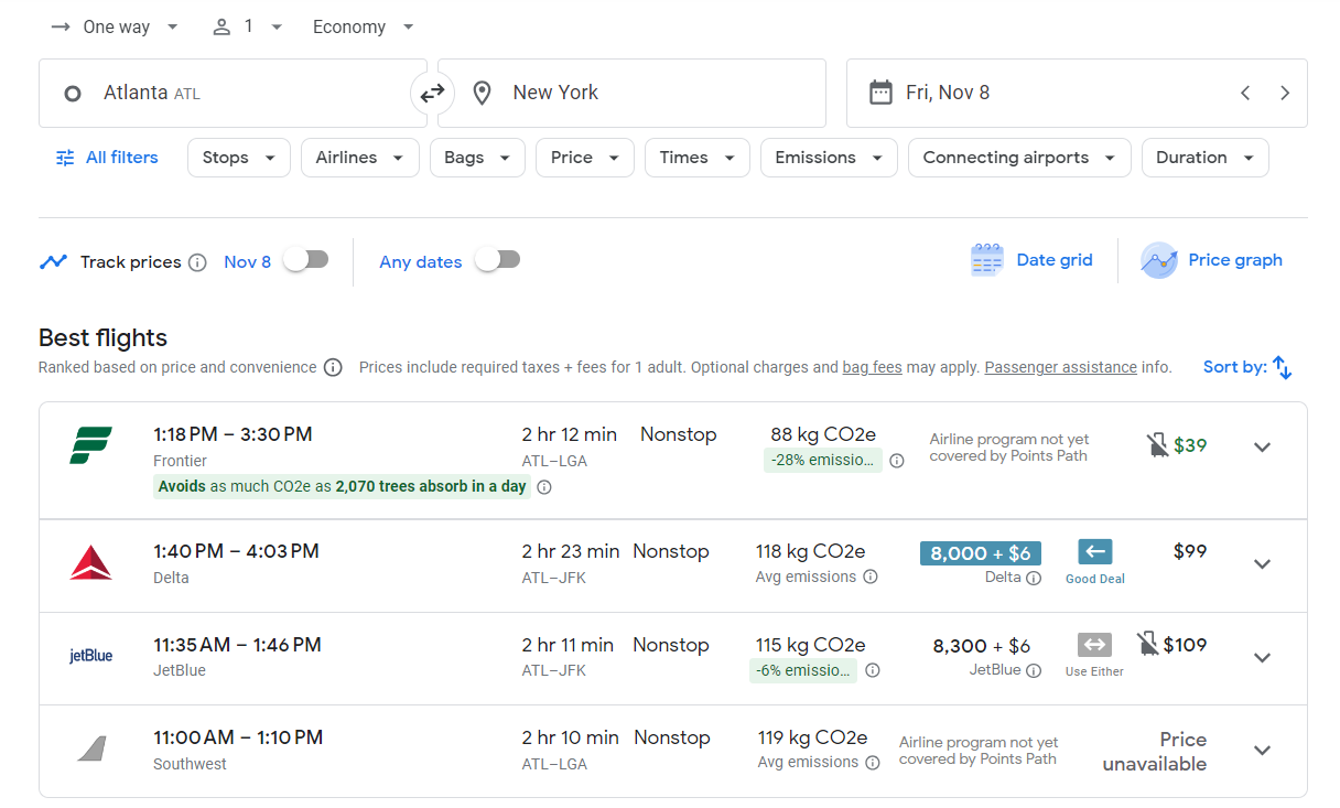 You are currently viewing How to use the Points Path extension to compare cash and award rates in Google Flights